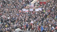 Demonstrace na Václavském námstí.