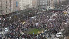 Demonstrace na Václavském námstí.