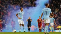 Momentka ze tvrtfinle Ligy mistr Manchester City vs. Liverpool.