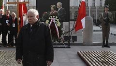Vdce strany Právo a spravedlnost Jaroslaw Kaczynski na ceremoniálu.