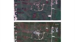 Satelitní snímky  skladu chemických zbraní Him Shinshar v Sýrii- ped útokem v...