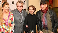 Milo Forman s manelkou Martinou a herci Natalií Portmanovou a Javierem...