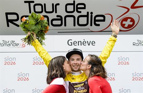 Slovinec Primoz Roglic z Lotto NL-Jumbo, vtz 72. ronku Tour de Romandie.