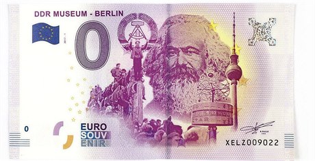 Pamtní bankovka s podobiznou Karla Marxe.