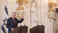 Prezident Milo� Zeman p�i projevu na oslavách 70 let od vzniku státu Izrael.