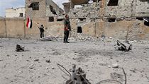 Vojci loajln silm prezidenta Bashara al-Assada v Srii v okol Damaku.