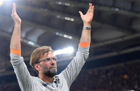 Kou Liverpoolu Jürgen Klopp slaví postup do finále Ligy mistr.