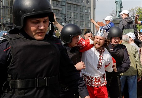 Policie zasahuje proti demonstrantm v centru Moskvy.