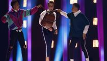 Mikolas Josef (uprosted) pi semifinle Eurovize v Lisabonu.