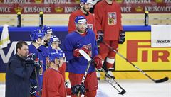 Trénink eské hokejové reprezentace na mistrovství svtä