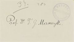 Jeden z hlasovacích lístk odevzdaných pro T. G. Masaryka 27. kvtna 1920.