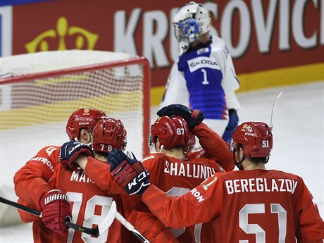 Utkání skupiny A mistrovství svta v hokeji: Rusko - Slovensko. Hrái Ruska se...