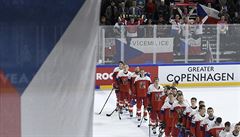 MS v hokeji 2018, esko vs. Rusko. etí hokejisté pi vítzné hymn.