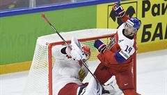 MS v hokeji 2018, esko vs. Rusko. Tomá Plekanec byl za tento zákrok na...