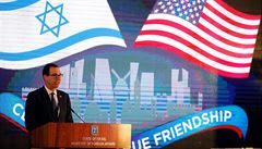 Americký ministr financí Steven Mnuchin bhem recepce, kterou uspoádal Izrael...