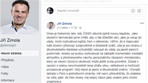 Prvn mstopedseda SSD Ji Zimola se na Facebooku vyjaduje k referendu.