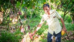José nás provádí po své farm, Kostarika