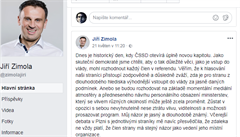 První místopedseda SSD Jií Zimola se na Facebooku vyjaduje k referendu.