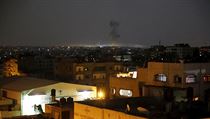 Izraelsk tok na vojensk cle v Psmu Gazy.