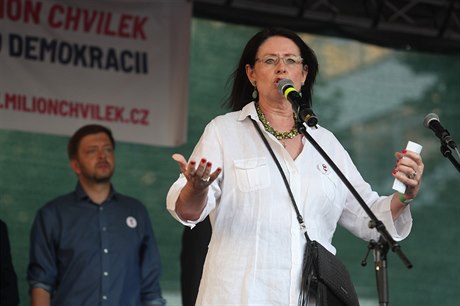 Miroslava Nmcová (ODS) na demonstraci s názvem Jednou provdy na Václavském...