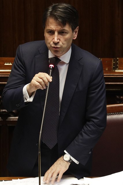 Italský premiér Giuseppe Conte pronesl projev v italské Poslanecké snmovn....