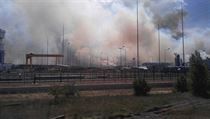 Požár lesa u černobylské jaderné elektrárny.