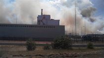 Požár lesa u černobylské jaderné elektrárny.