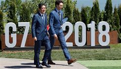 Japonský premiér inzó Abe s Justinem Trudeauem.