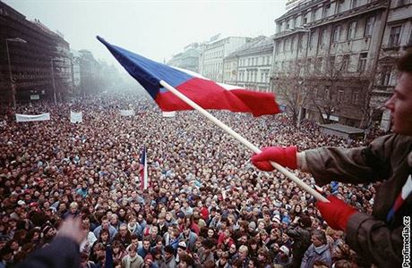 Václavské námstí bhem listopadových dní roku 1989.