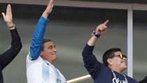 Na utkn Argentiny nechyb legendrn Diego Maradona.