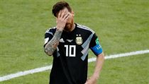 Argentina vs. Island. Zklamaný Lionel Messi.