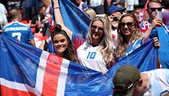 Fanynky Islandu ped utkáním svtového ampionátu Argentina vs. Island.