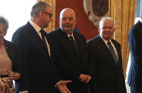 Petr Kl, Miroslav Toman a Dan ok na Praskm hrad, kde prezident Milo...