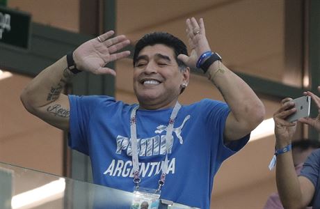 Utkání Argentiny s Chorvatskem si nemohl nechat ujít  Diego Maradona.
