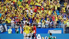Kolumbijci slaví postup po zápase se Senegalem