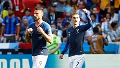 MS ve fotbale 2018, Francie vs. Argentina: Griezmann (vpravo) slaví gól.