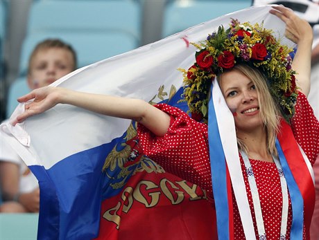 MS ve fotbale 2018, Rusko vs. Chorvatsko: jedna z domácích fanynek.