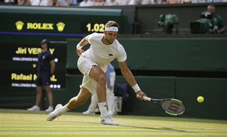 Český tenista Jiří Veselý v osmifinále Wimbledonu 2018.