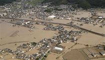 Oblast Kurashiki na západě Japonska zaplavená mohutnými dešti.
