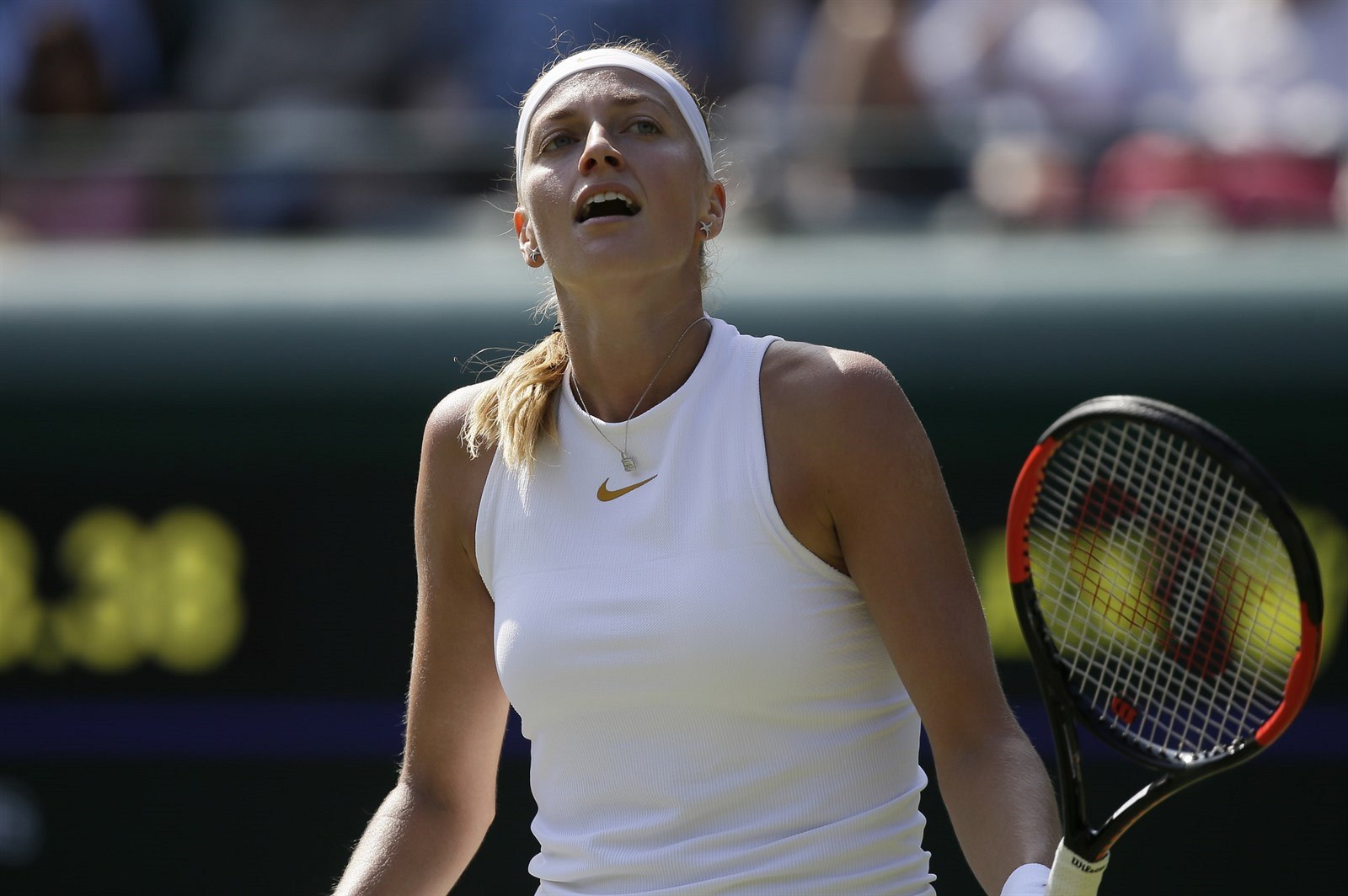 Petra Kvitová v 1. kole Wimbledonu proti B�lorusce Alexand�e Sasnovi�ové.