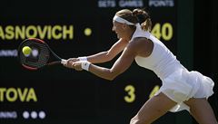 Petra Kvitová v 1. kole Wimbledonu proti Blorusce Alexande Sasnoviové.