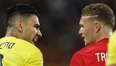 MS ve fotbale 2018, Kolumbie vs. Anglie: Radamel Falcao a Kieran Trippier...