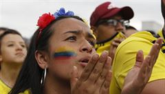MS ve fotbale 2018, Kolumbie vs. Anglie: kolumbijtí fanouci v Bogót.