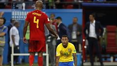 MS ve fotbale 2018, Brazílie vs. Belgie: Neymar a Kompany po konci zápasu.