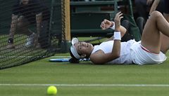Wimbledon 2018: panlka Garbie Muguruzaová na zádech.