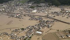Oblast Kurashiki na západ Japonska zaplavená mohutnými deti.