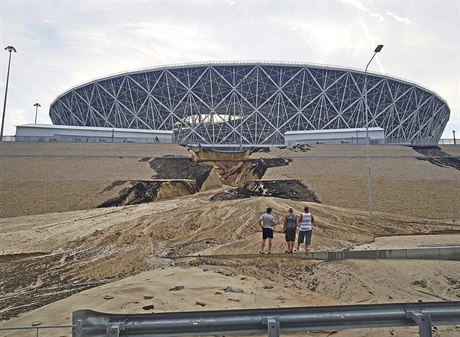 Volgograd Arena po sesuvu půdy.
