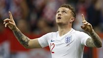 MS ve fotbale 2018, Chorvatsko vs. Anglie: Kieran Trippier se raduje z gólu.
