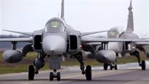 Letoun vdskho vojenskho letectva Jas-39 Gripen.