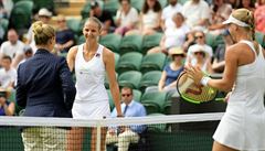 Wimbledon 2018: Plíková a Bertensová ped zápasem.